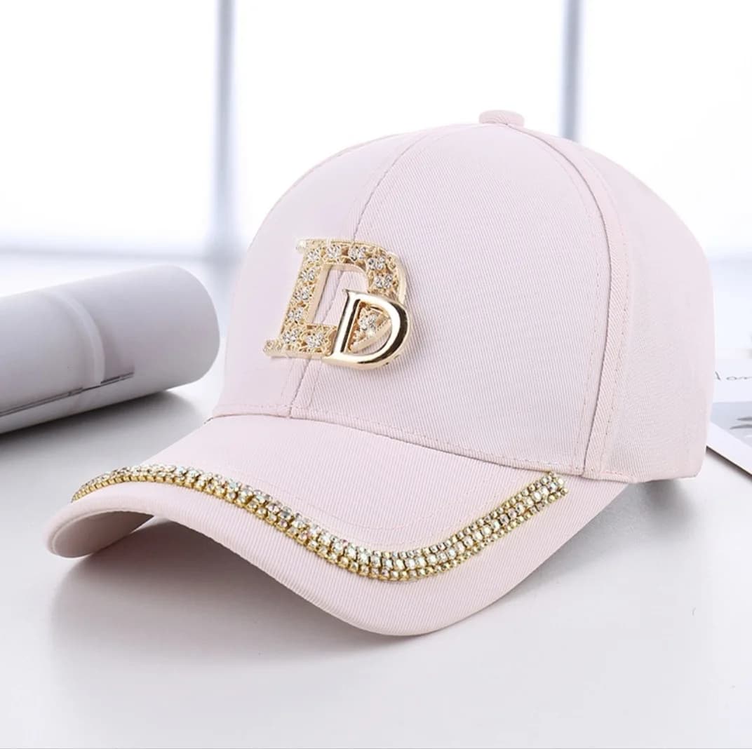 Casquette de baseball tendance 2026 avec lettre D en diamant pour femme, casquette snapback d'été po