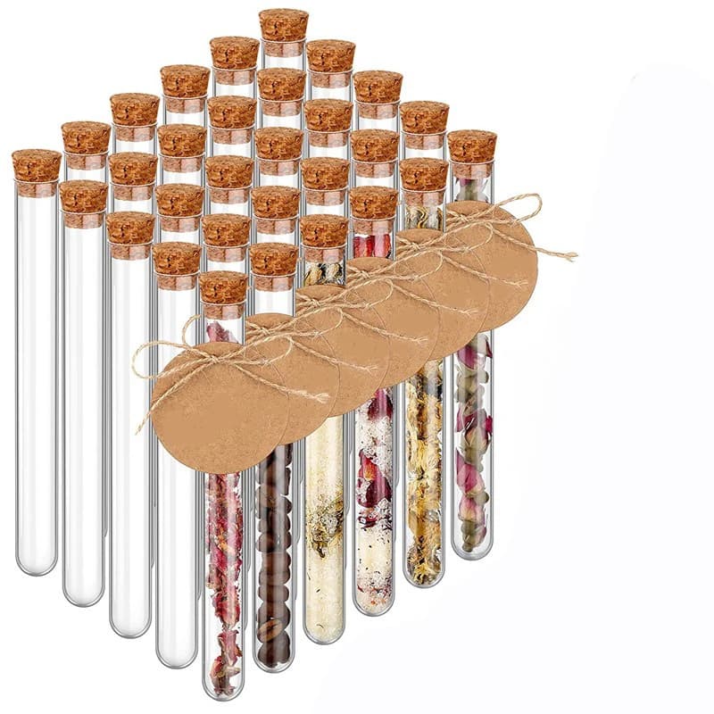 Tube à essai en plastique de laboratoire Transparent 12x100mm avec capuchon et bouchon, 10 pièces d'