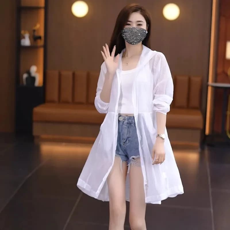 2025 nouveaux vêtements de protection solaire femmes longue été léger et respirant ample grande tail