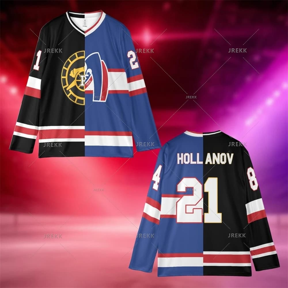 Rozanov 81 Bos Raiders Maillot de hockey T-shirt à manches longues avec motif Rivality imprimé en 3D