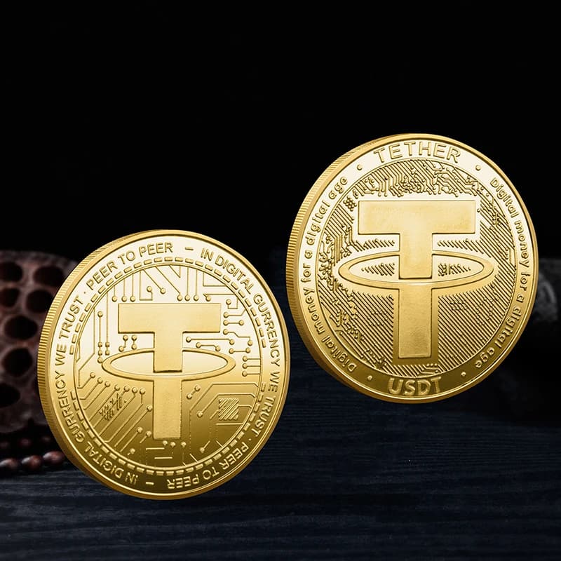 USDT crypto-monnaie physique attache Art à collectionner plaqué or crypto pièce Souvenir décorer cad
