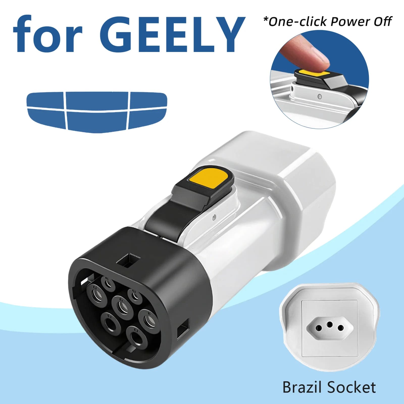EVqiaoyi Type2 V2L Déchargeur avec bouton de mise hors tension 16A MG BYD Prise véhicule à charge po