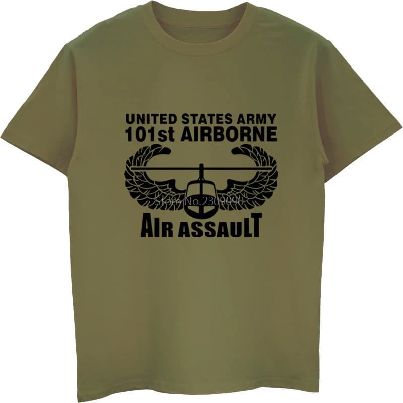 T-shirt à Manches Courtes en Coton pour Homme, Vêtement de l'Armée Américaine 101e Assaut Aéroporté,