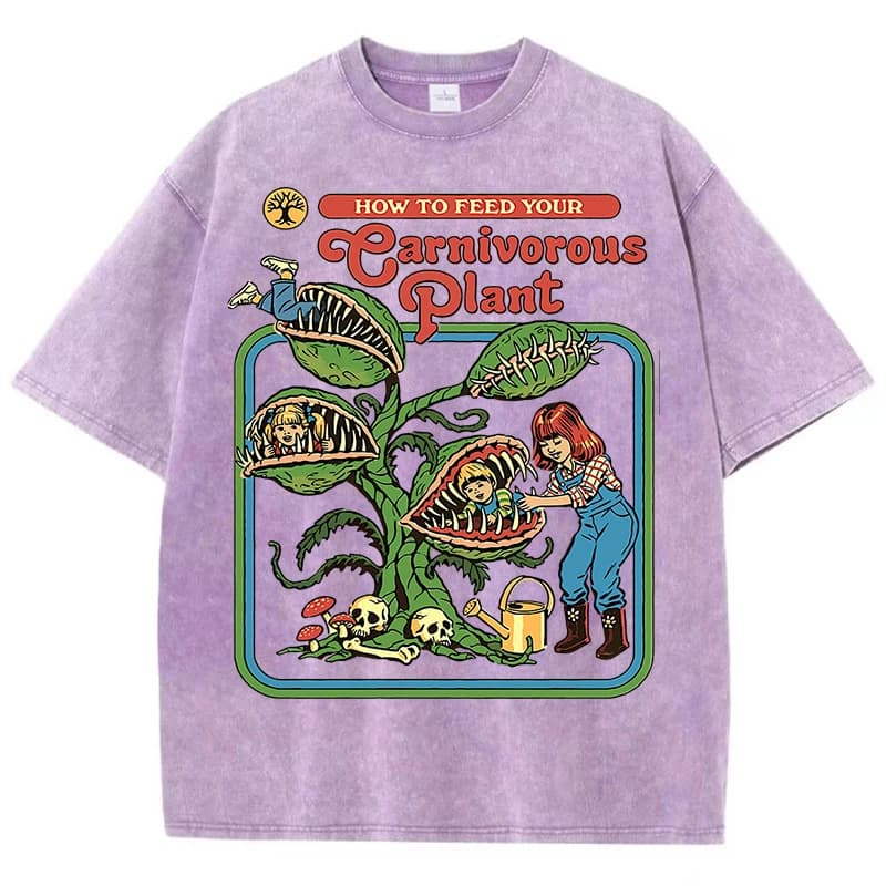 T-Shirts délavés à motif de plante pour hommes, en coton respirant, décontracté, doux, confortable,