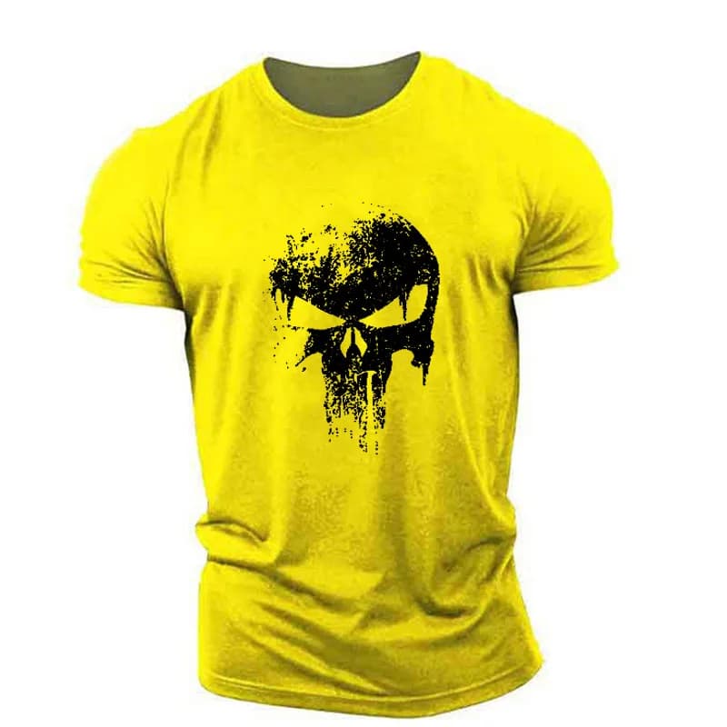 T-shirt Horror Skulls à manches courtes pour hommes, imprimé en 3D, style de rue masculin, haut de s