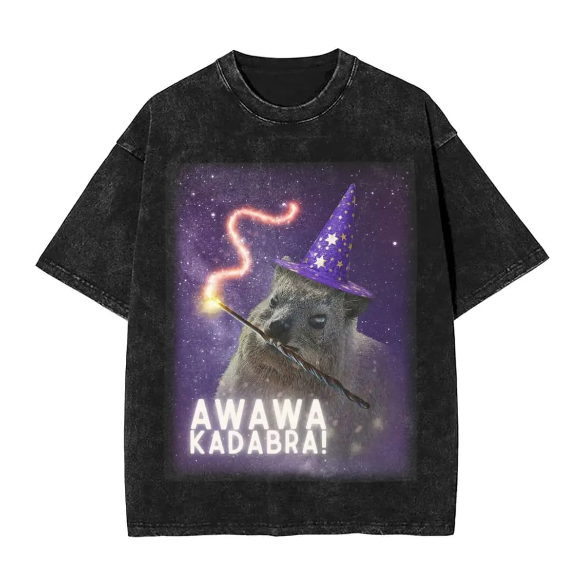 Awawa Kadabra Rock Hyrax assistant Hip Hop T-Shirts à manches courtes hauts délavés T-Shirts Streetw