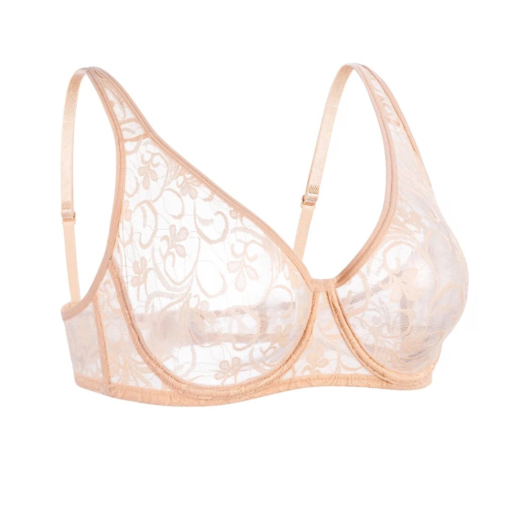 Sous-vêtements pour femmes grande taille soutiens-gorge en dentelle maille à armatures évider broder