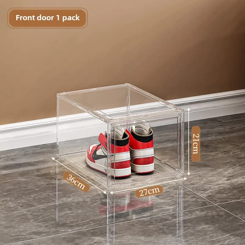 Boîte à chaussures transparente épaissie avec fermeture magnétique, grande boîte de rangement empila