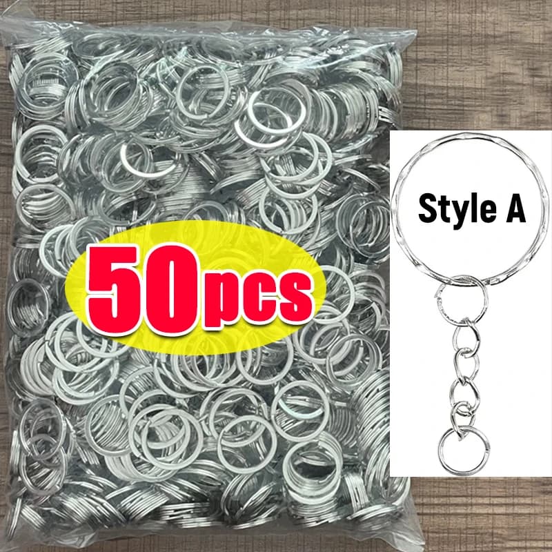 Porte-clés vierge en métal plaqué argent, anneau fendu, porte-clés, anneaux pour femmes et hommes, b