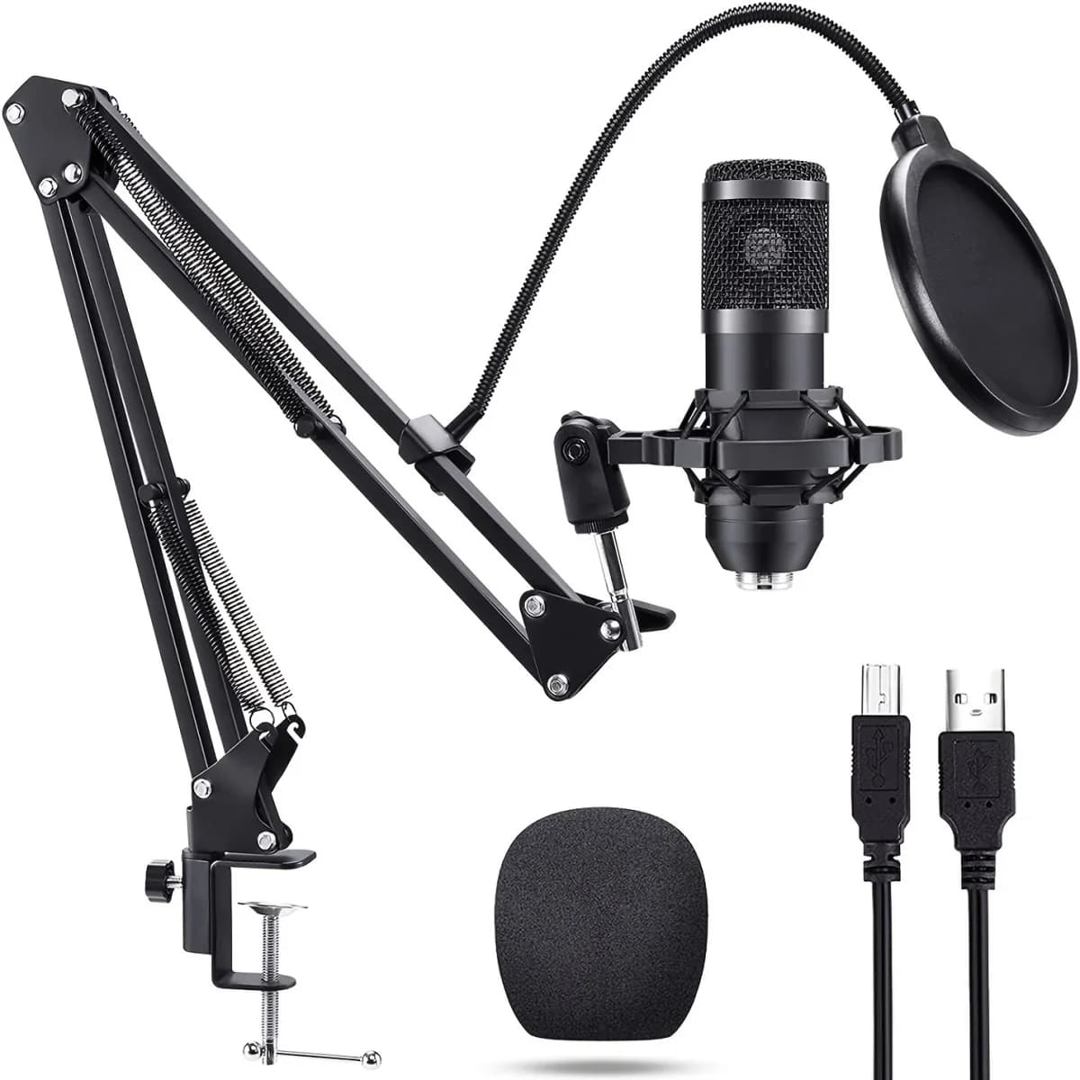 Microphone Studio professionnel diffusion en direct chant enregistrement Kits de Microphone avec bra