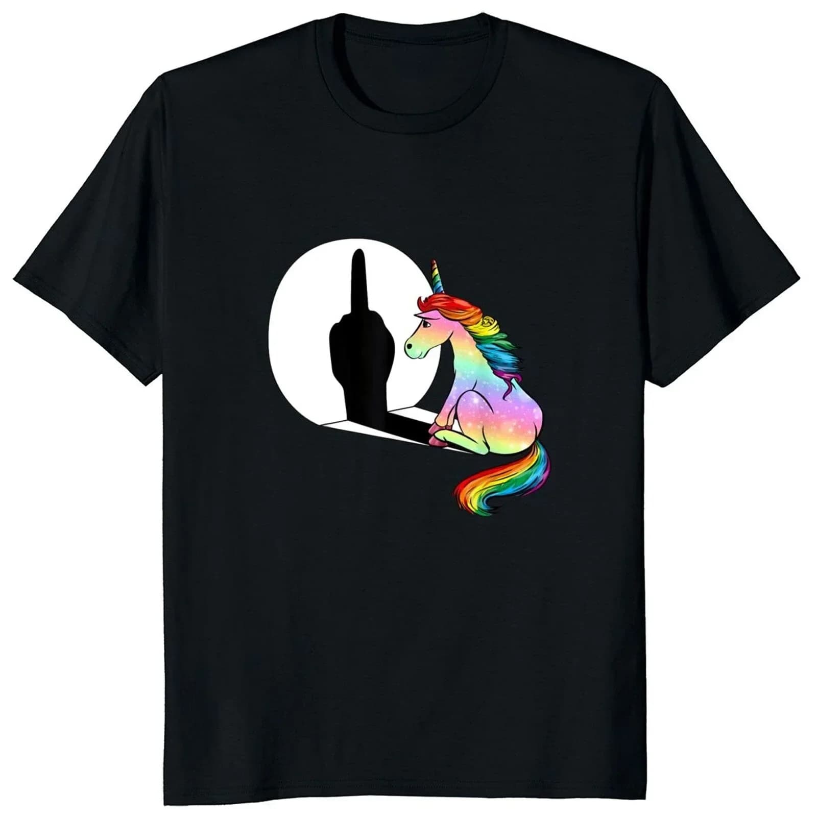 T-shirt Unisexe Licorne Doigt d'honneur Fxk Streetwear Anime Vêtements Esthétiques Quatre Saisons Gr