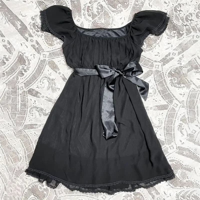 Robe Goth Miini avec nœud, style Harajuku, coupe trapèze, vintage, punk, décontractée, hip-hop, Y2K,