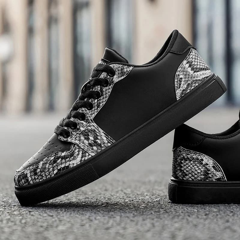 Sneakers pour hommes à imprimé serpent, légères, basses, décontractées, pour un usage quotidien