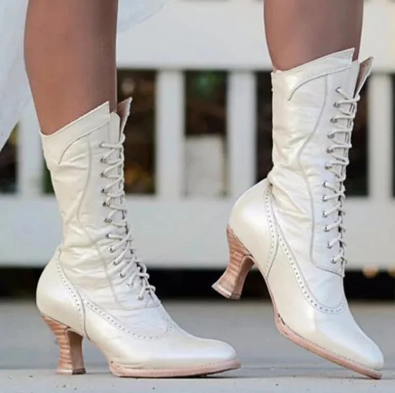Britannique Punk Noble femmes chaussure rétro chevalier botte médiévale en cuir PU bottine mode dame