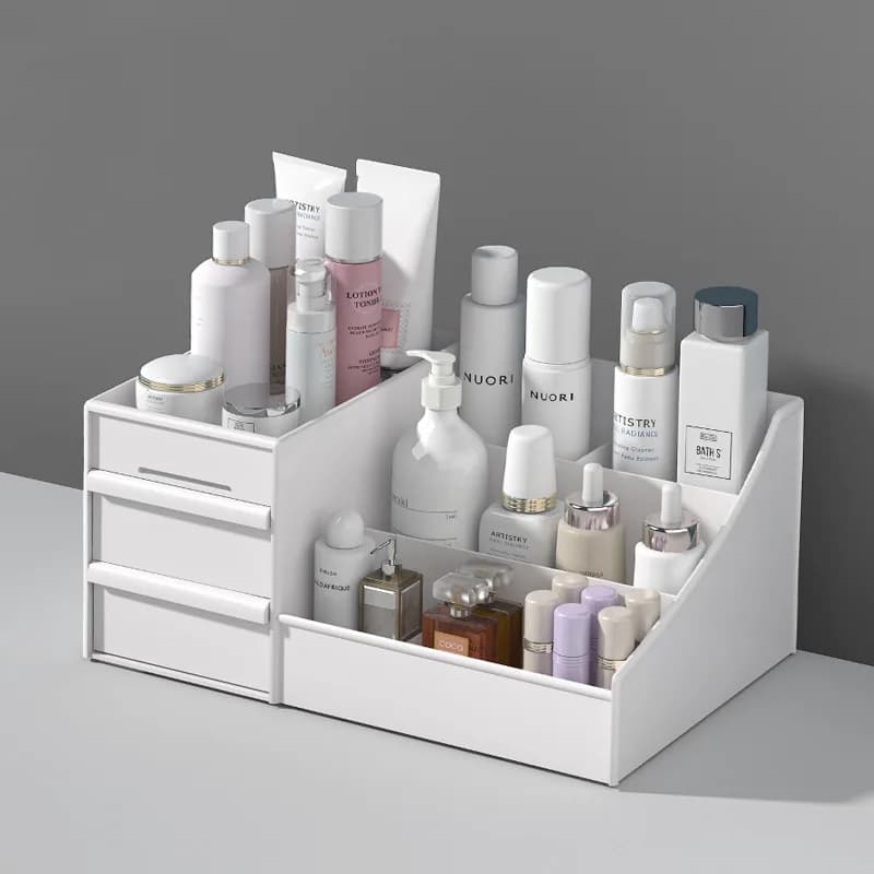 Boîte de rangement de cosmétiques à tiroir, gain de place, produits de soins de la peau, bureau, dor