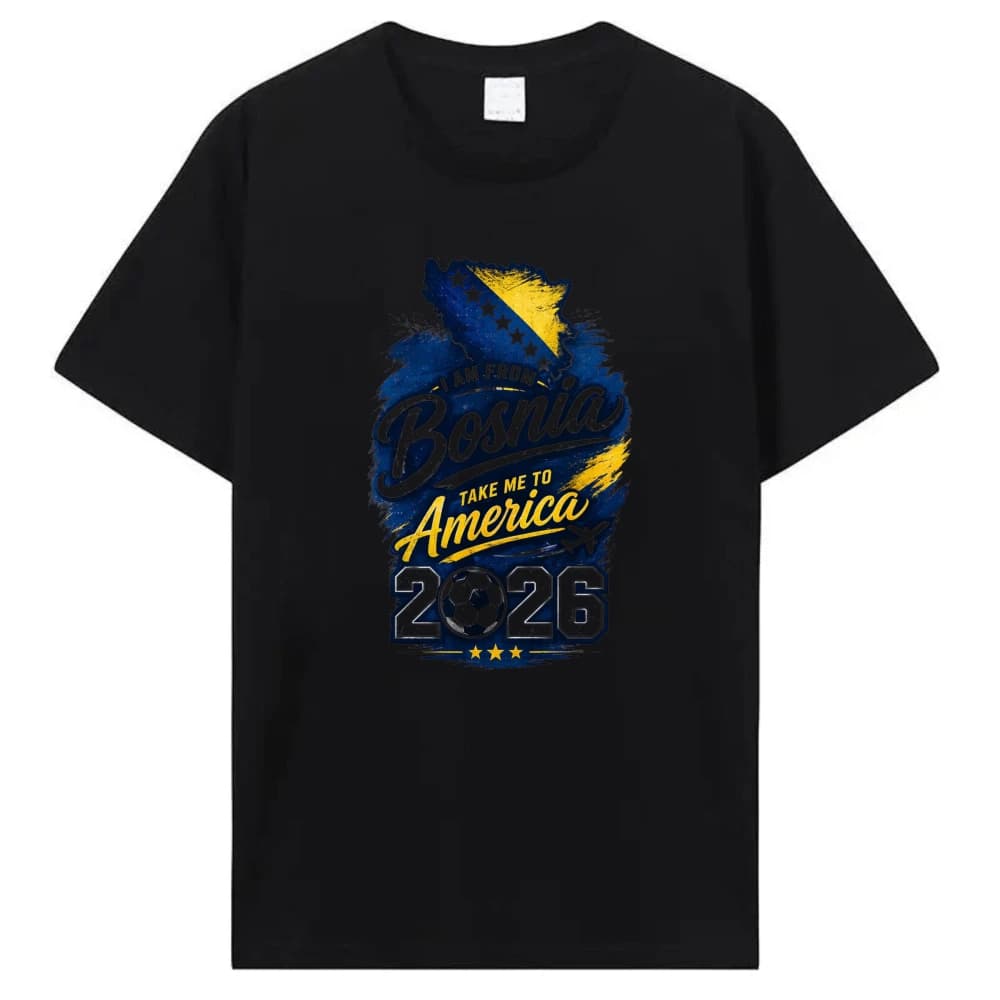 T-shirt de supporter de football de Bosnie 2026, maillot de football des Balkans, imprimé 'Je suis d