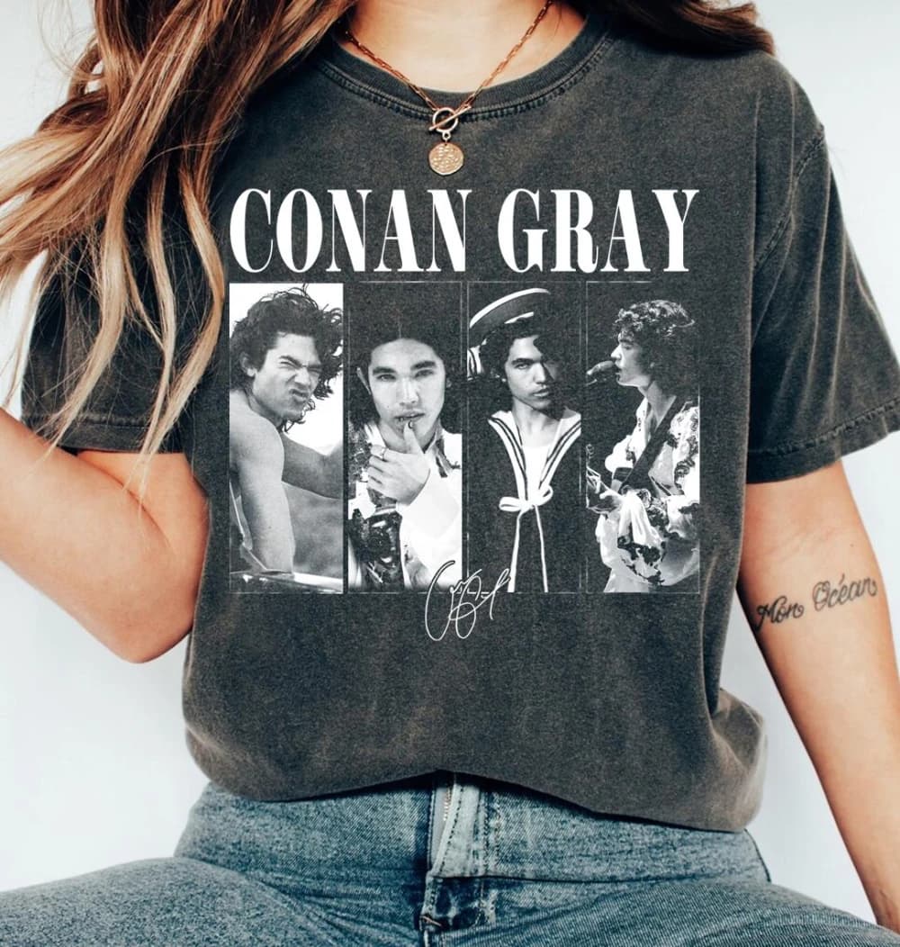 Conan gris-style Wishbone rétro T-shirt indie pop fan marchandise unisexe toutes saisons pur coton c