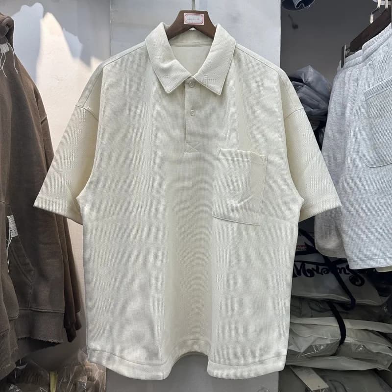 Ensemble de nettoyage de rue pour hommes et femmes, surdimensionné, couleur unie, poche gaufrée, t-s