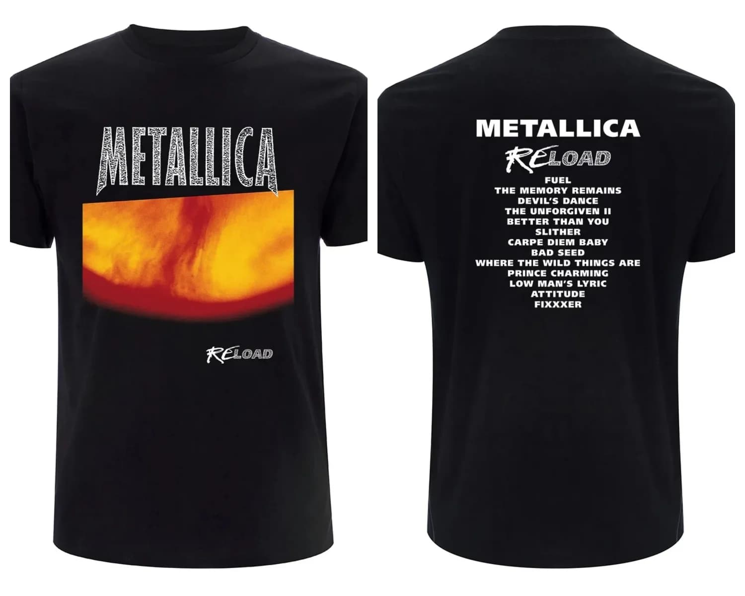 T-shirt vintage Metallica Reload pour hommes et femmes, vêtements d'été 100% coton, gothique, de hau