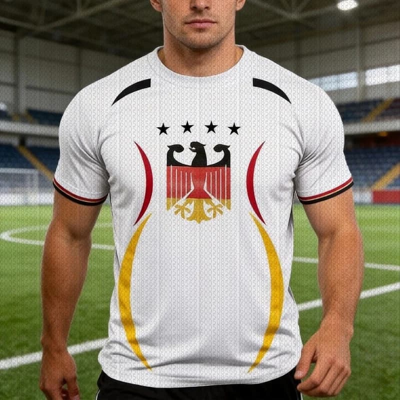 T-shirt d'été pour hommes Allemagne, Maillot de sport d'extérieur, Haut décontracté à col rond, Manc