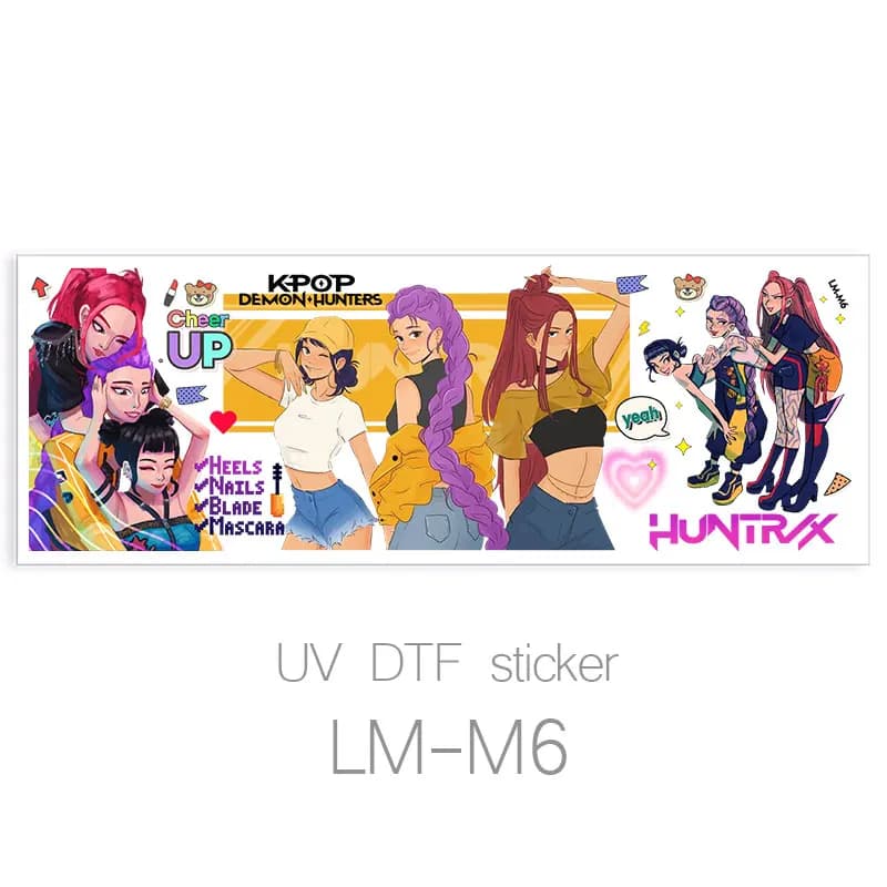 Autocollants K-pop Demon Hunters DTF, impressions UV, cadeaux en cristal, dessins animés, autocollan