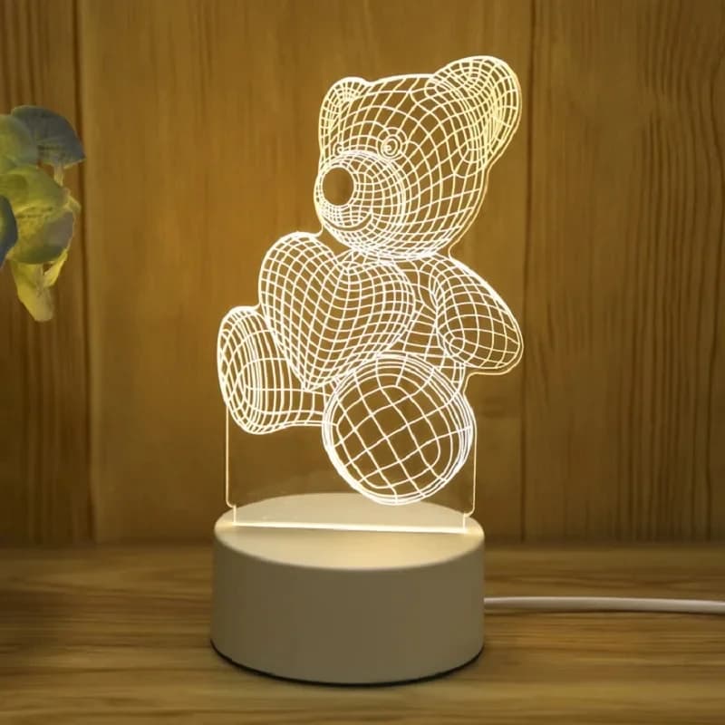Lampe ours en acrylique 3D USB LED veilleuse pour chambre maison décorations de noël cadeaux d'anniv