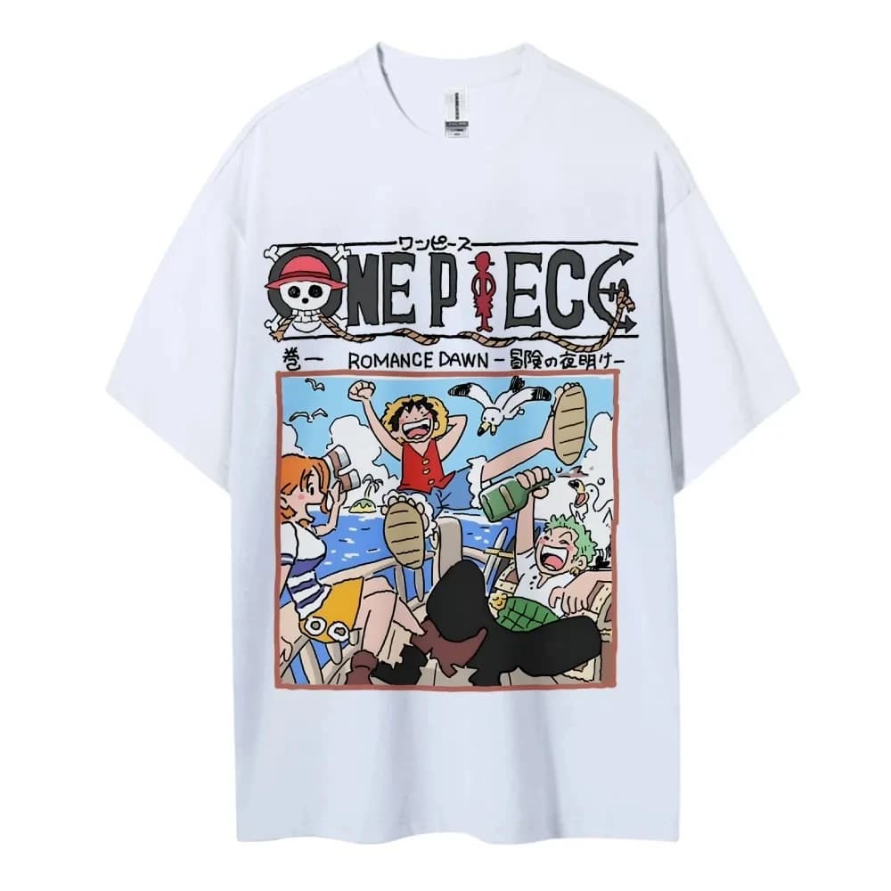 T-shirt décontracté surdimensionné pour homme ONE PIECE, collection été 2026, en coton respirant, id