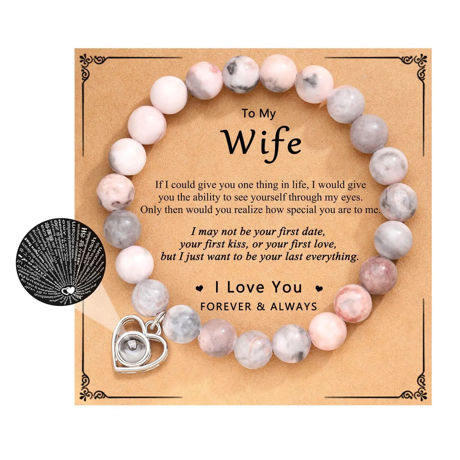 Bracelet je t'aime en 100 langues pour couples, cadeaux pour petite amie, mon amour, âme soeur, trav