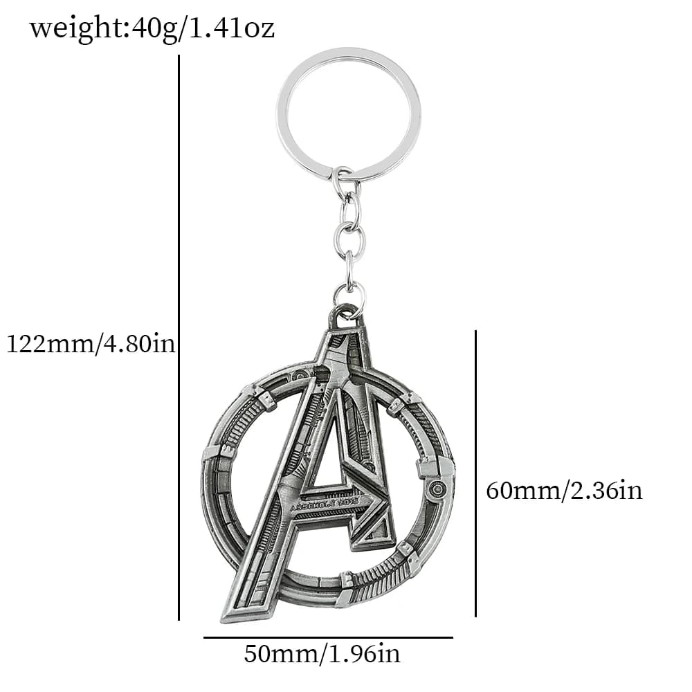 Porte-clés avec logo Avengers Tower Letter A, accessoires de Cosplay pour hommes et femmes, accessoi