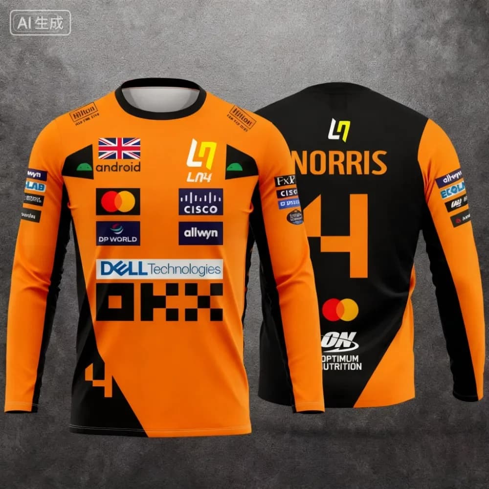T-shirt à manches longues LANDO NORRIS 2025, style course automobile, vêtements de sport extrêmes, v