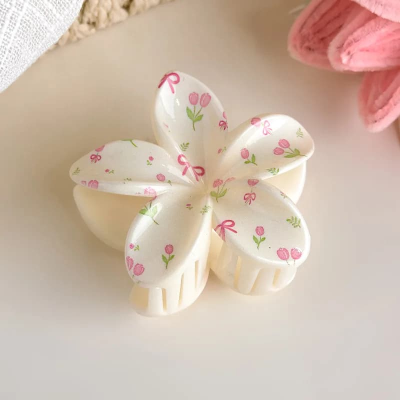 Accessoires capillaires mignons et pastel : pinces à cheveux à motifs à carreaux, fleurs de cerisier