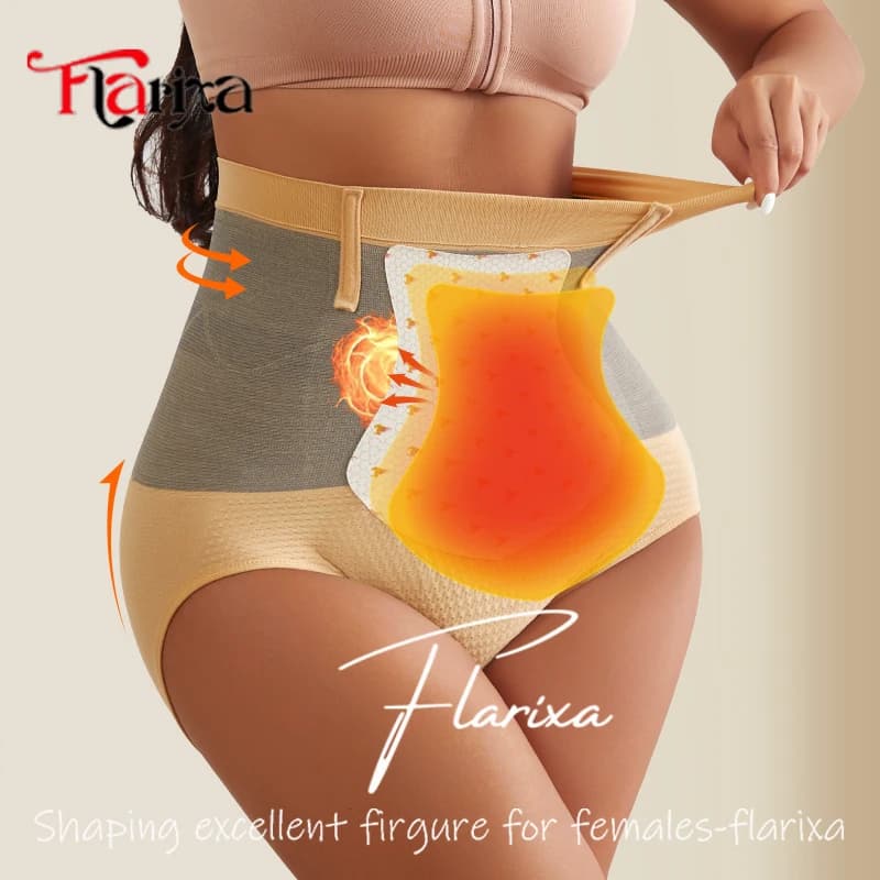 Flarixa sous-vêtement thermique culotte taille haute sans couture contrôle du ventre bout à bout cor