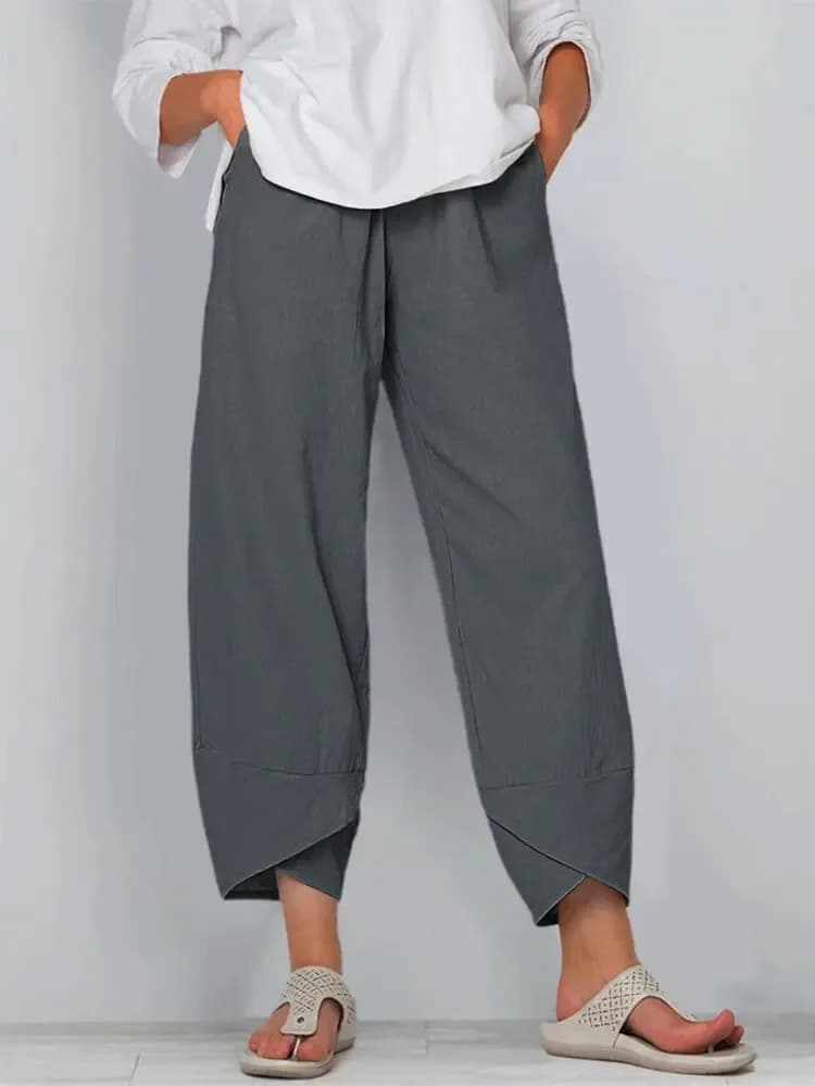 Pantalon imprimé vintage pour femme, mode irrégulière, décontracté, taille haute, taille élastique, 