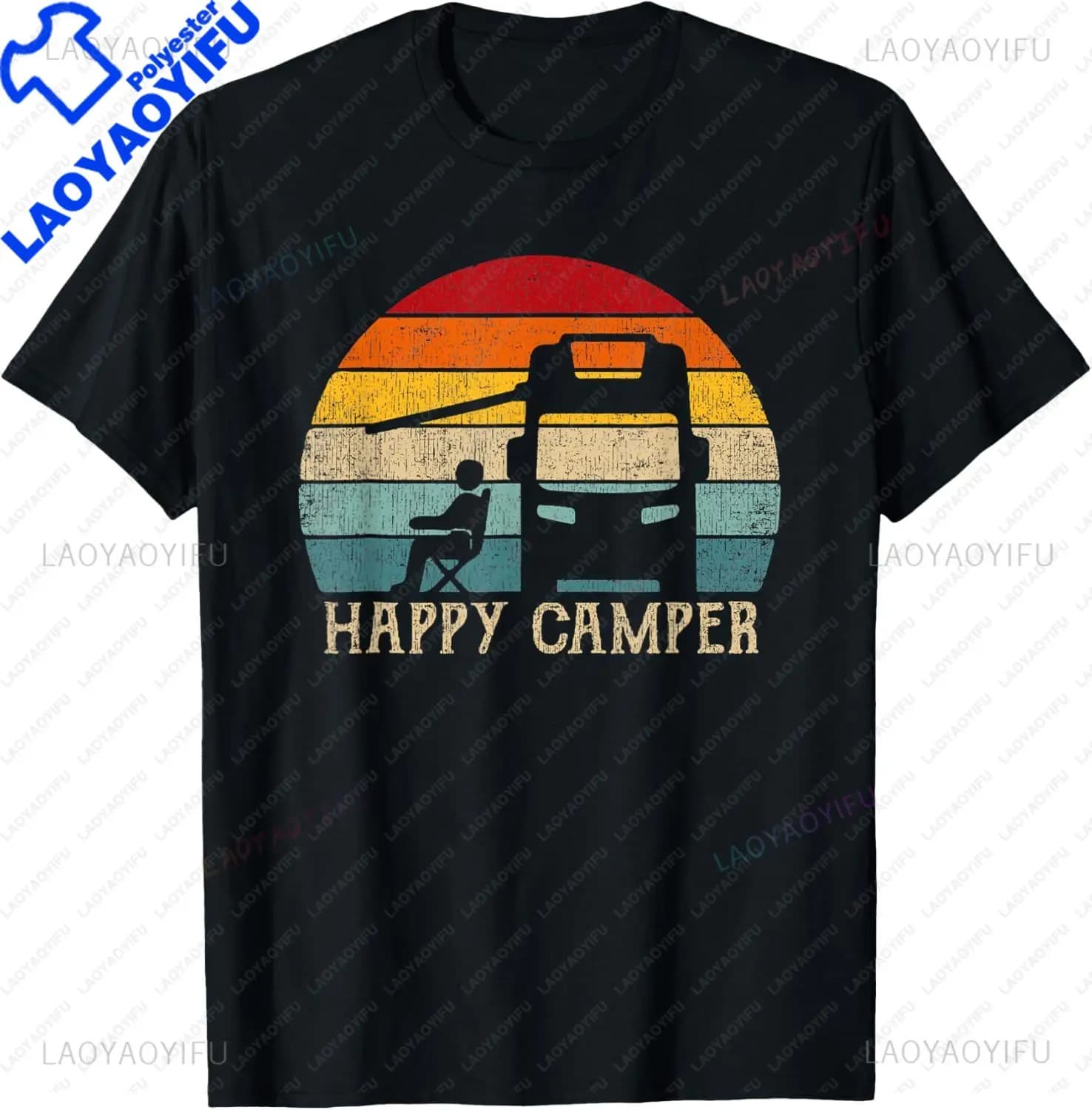 Happy Camper RV Camping chemise hommes femmes rétro soleil 70s 80s T-Shirt graphique t-shirts unisex