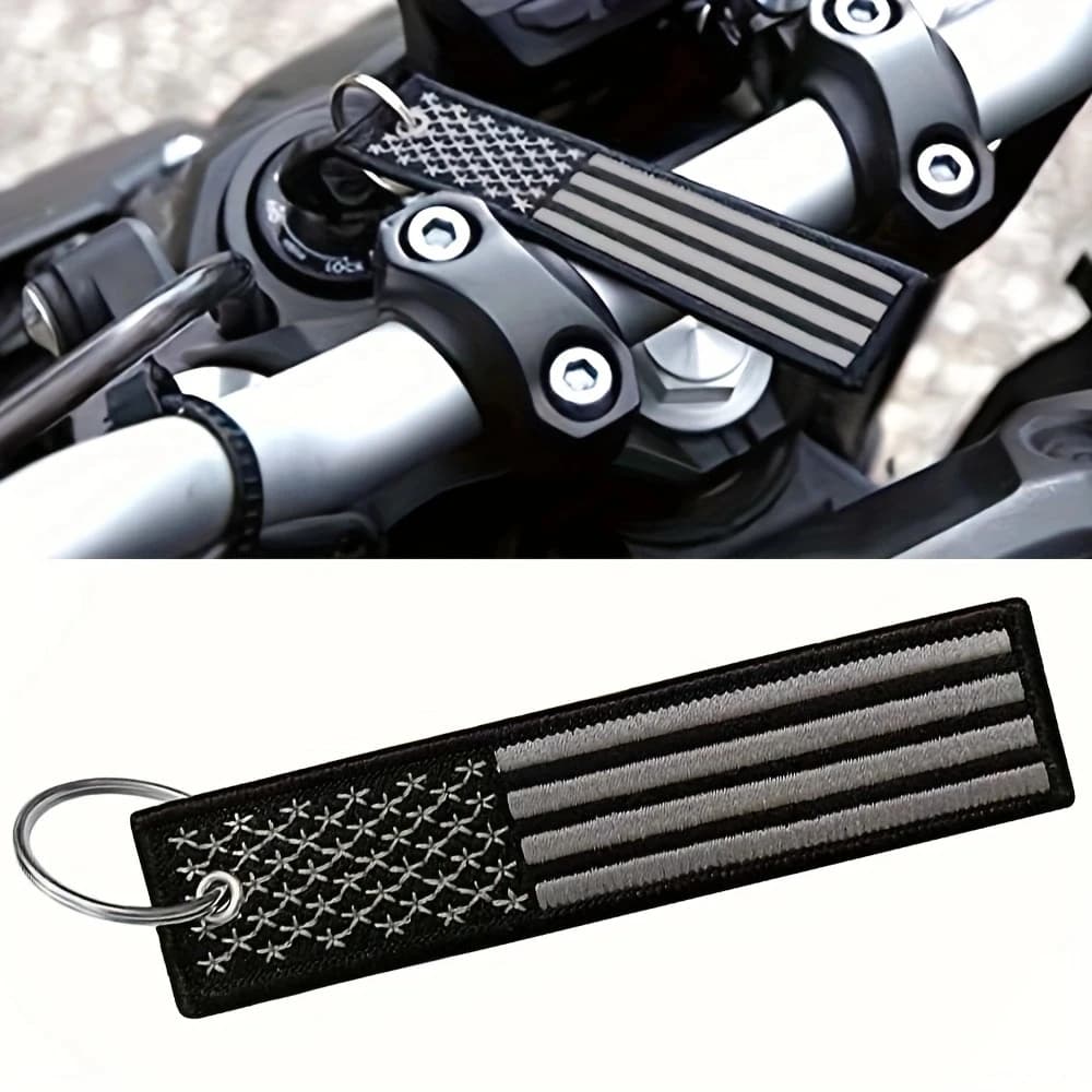 Porte-clés drapeau américain, étiquette noire, pour hommes, pour voiture, moto, porte-clés, accessoi