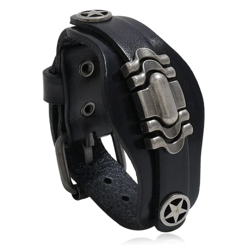 VOQ rétro multicouche Bracelet en peau de vache hommes conception créative Locomotive Bracelet en cu