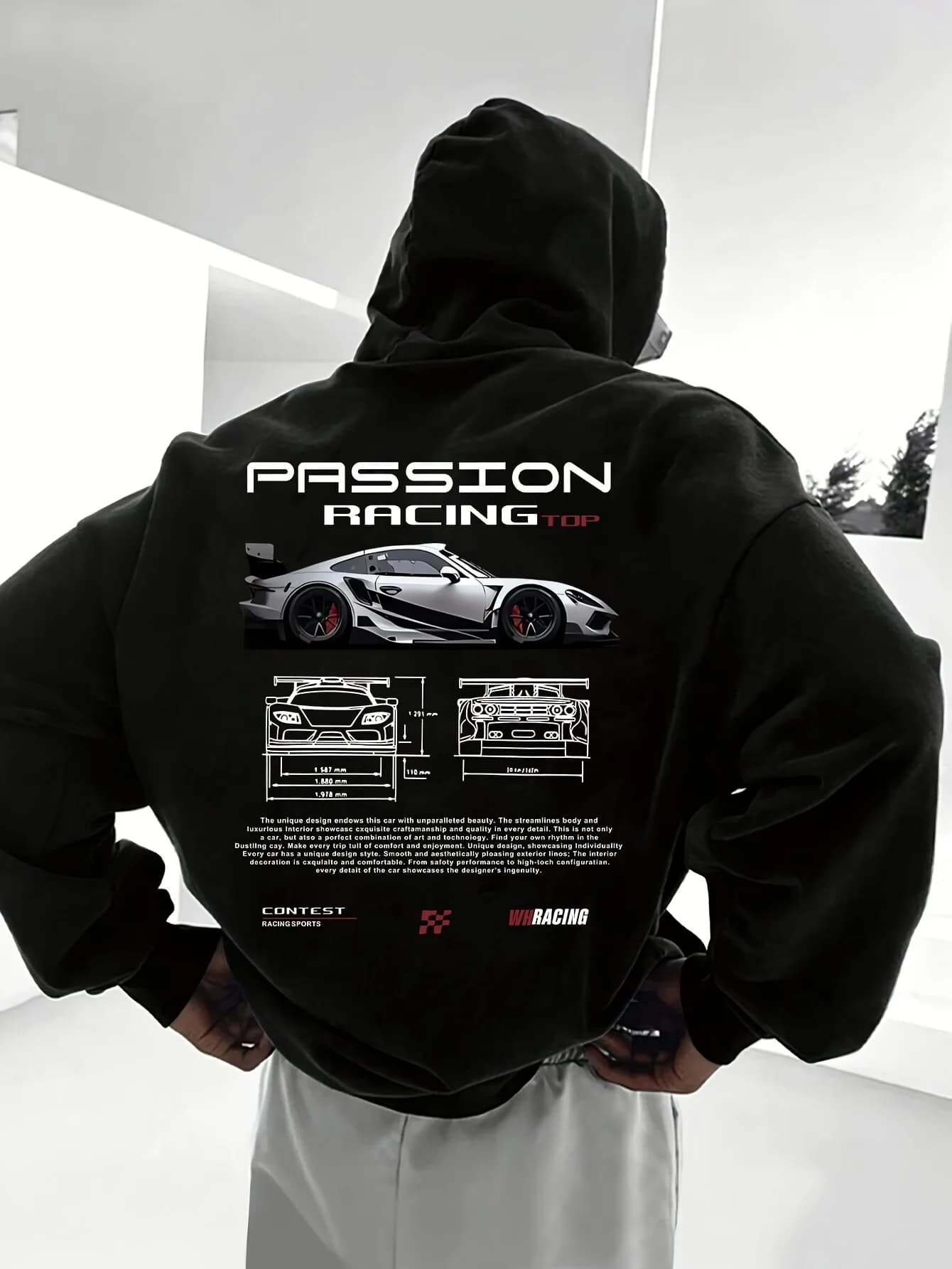 Sweat-shirt à capuche pour homme avec motif numérique populaire sur le thème des voitures, chemise d