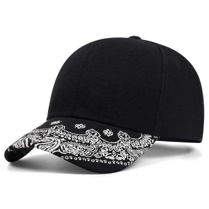 2025 mode nouveau chapeau à bord plat fleur de cajou chapeau avant-toit imprimé rue Hip Hop chapeau 