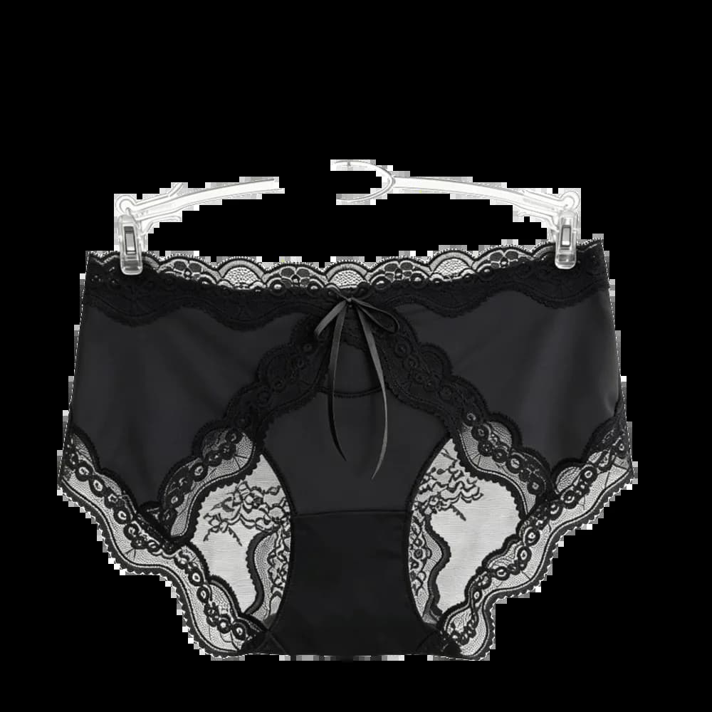 Culottes taille moyenne en dentelle et satin, avec nœud en maille, patchwork invisible, pour femmes