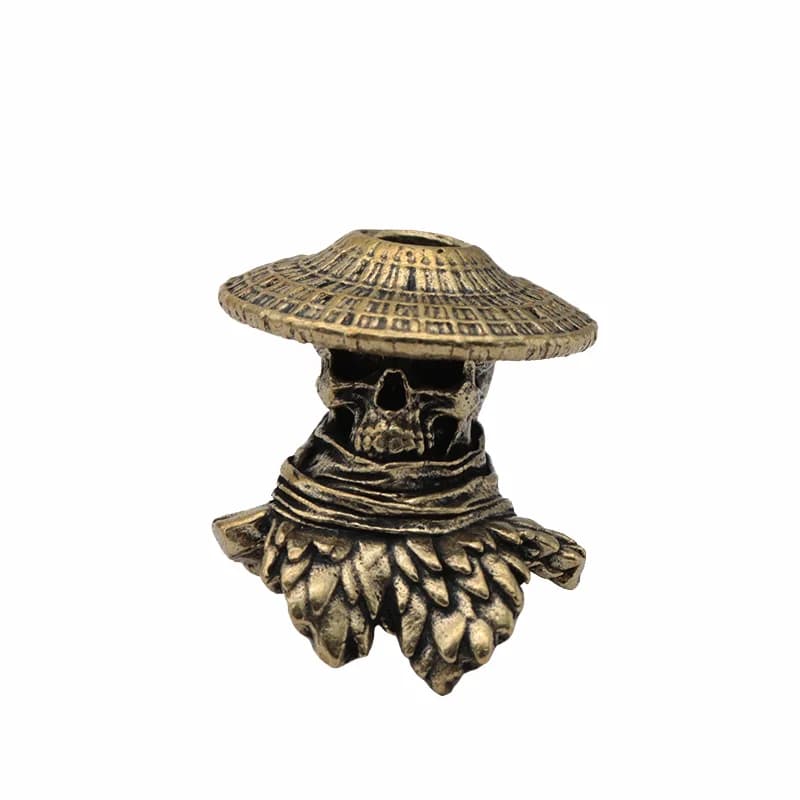 Crâne chevalier-errante couteau en laiton perle Punk EDC extérieur bricolage paracorde tissé lanière