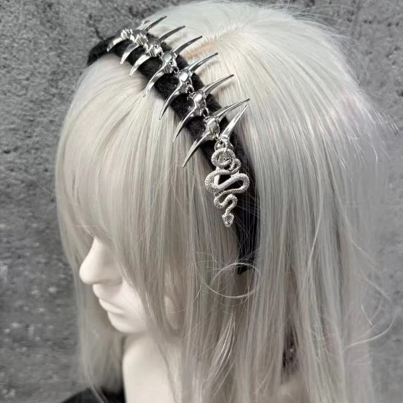 Serre-tête Cyberpunk Y2K style squelette gothique pour filles, accessoire de coiffure, bijou, orneme