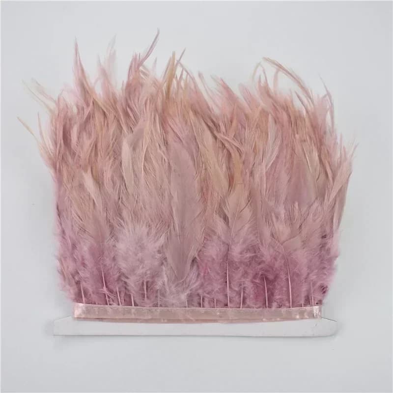 2 mètres de franges en plumes de faisan rose en cuir, garniture en plumes de dinde, marabout, oie, a