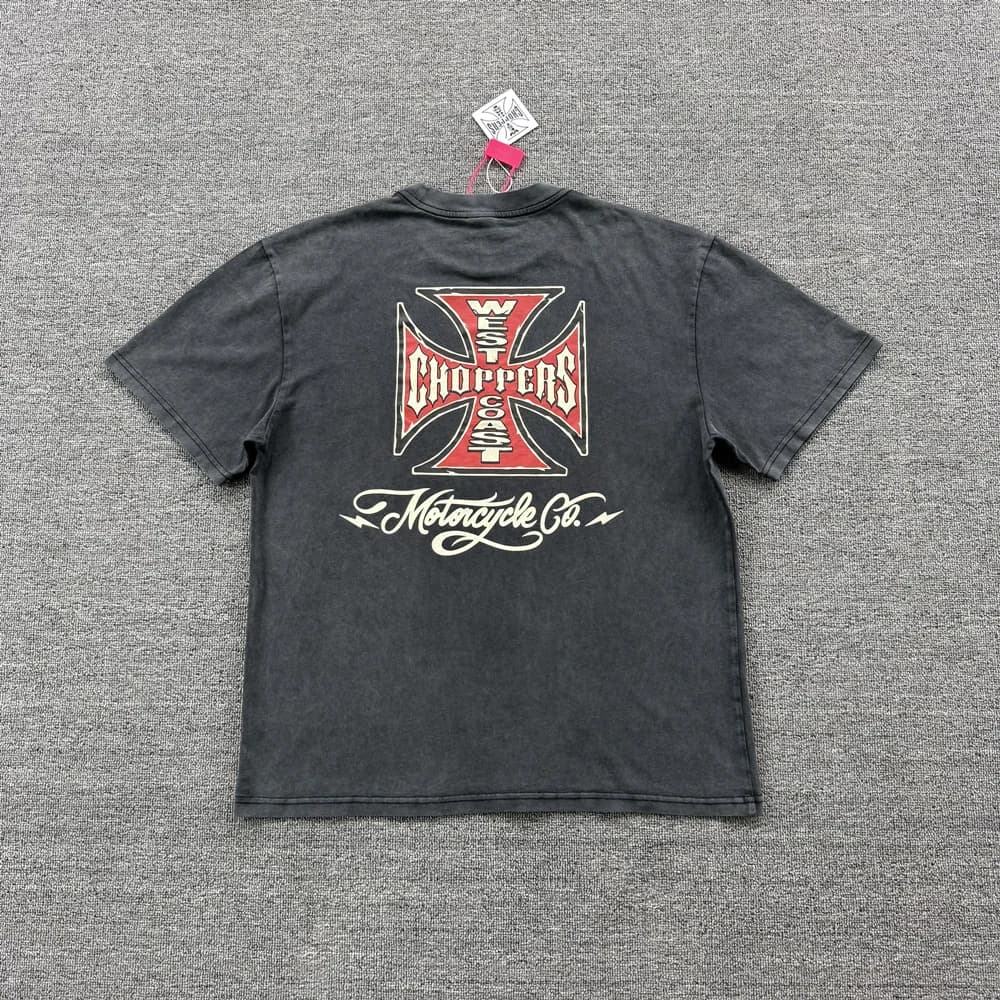 T-shirt homme style américain, coupe ample et oversize, col rond, imprimé graphique vintage, 100% co