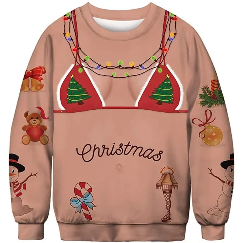 Sweat à capuche imprimé 3D pour homme, motif de Noël PVD, pull tendance, manches longues, col rond, 