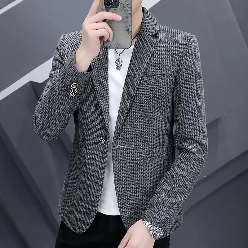Blazer à Boutonnage Simple pour Homme, Veste Fine, Marron, Coupe Cintrée, Haute Qualité, Élégant, Si