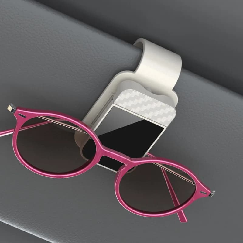 Clip de lunettes multifonctionnel en fibre de carbone pour voiture, support de lunettes de soleil, c