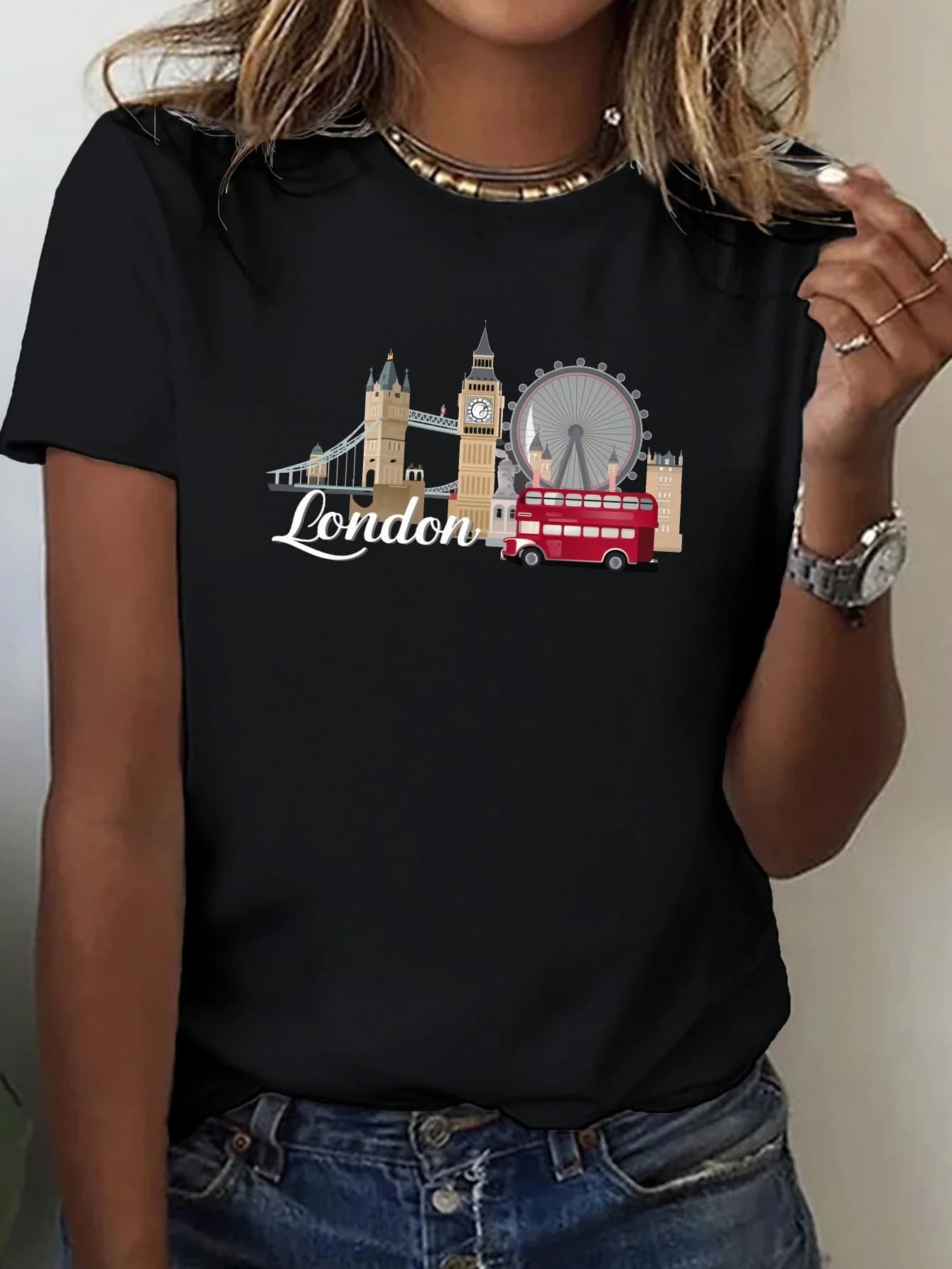 Londres monuments illustration impression T-shirt femmes Harajuku à manches courtes décontracté femm