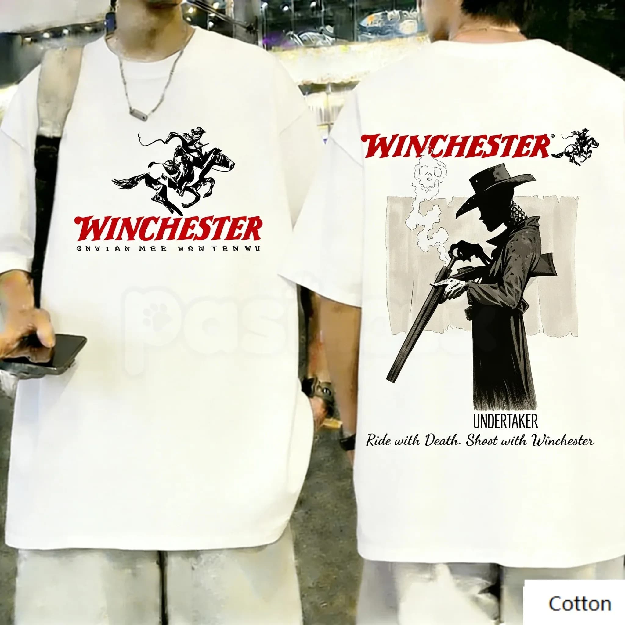 T-shirt graphique rétro Winchester Undertaker 2026, en coton unisexe, style streetwear cowboy améric