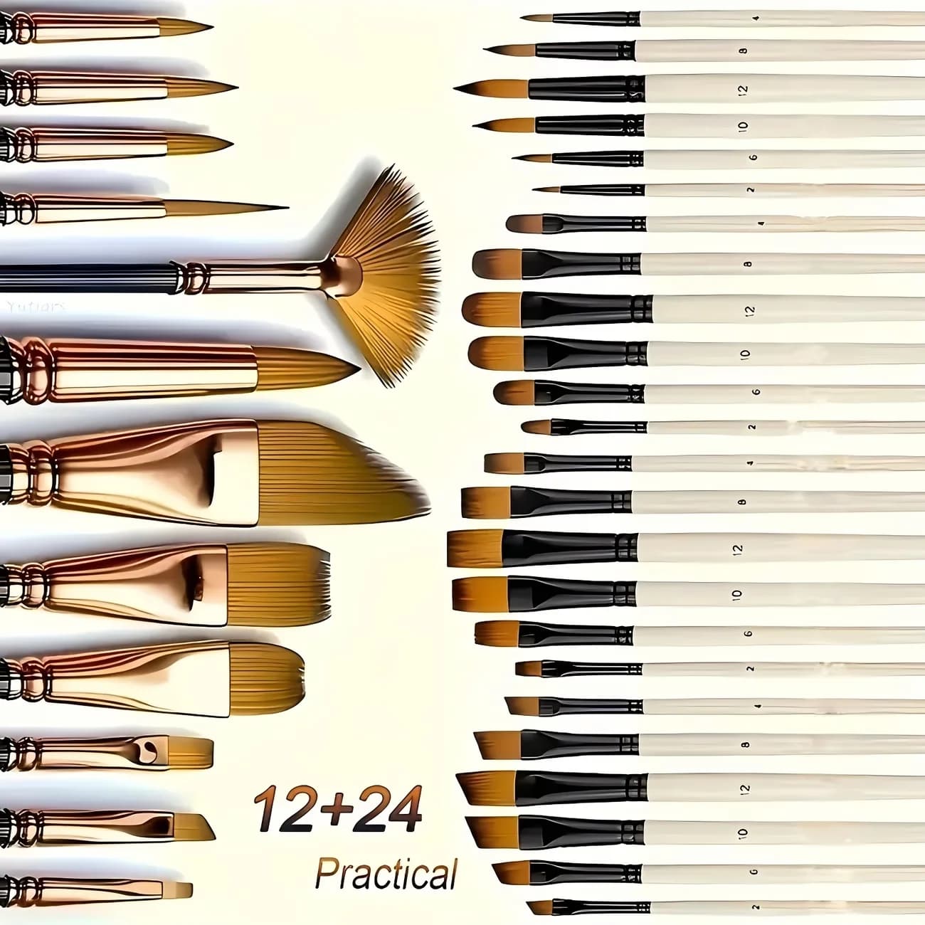 Ensemble de pinceaux professionnels pour peinture de précision (36 pièces) - Pour huile, acrylique, 