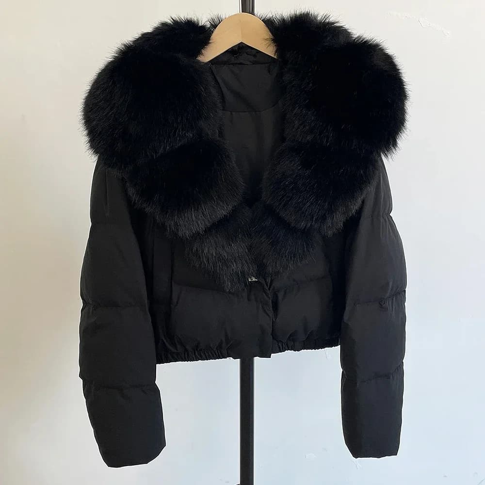 Col en fausse fourrure doudoune mode fausse fourrure femmes manteau de fourrure écologique hiver cou